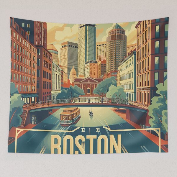 Item preview, Boston City Art Vintage Boston Poster designed and sold by nomiraclehere.