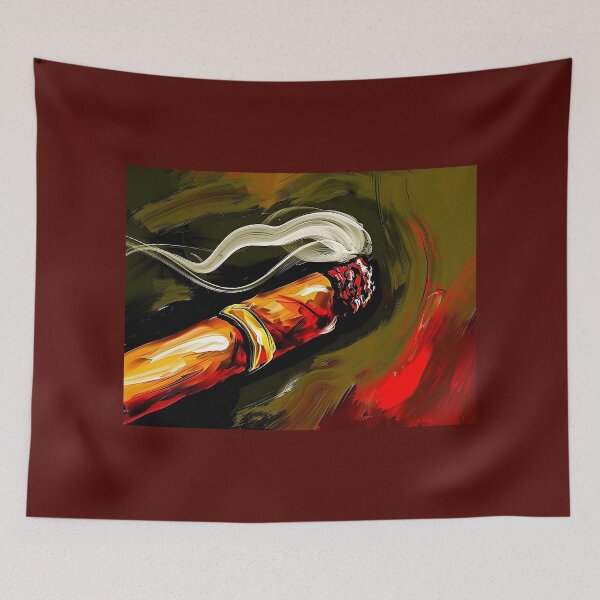 Item preview, Brightly Colored Cigar with Swirling Smoke - Vivid and Dynamic Brushstrokes Generative AI designed and sold by OlfactoART Studio.