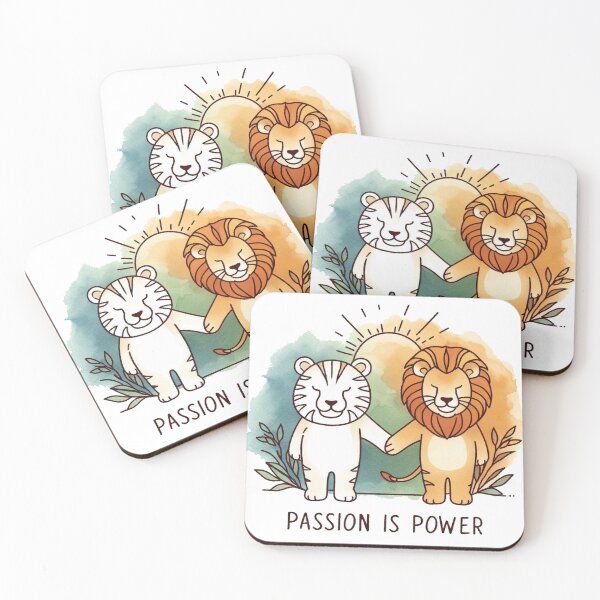 Item preview, Passion is Power Cute Tiger Lion  Hand holding Sunray Brown Green coloring  designed and sold by Nanthanon.