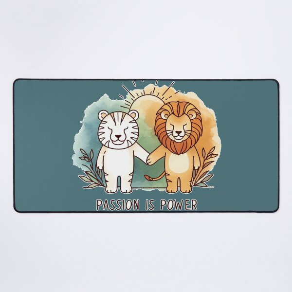 Item preview, Passion is Power Cute Tiger Lion Hand holding Sunray Brown Green coloring designed and sold by Nanthanon.