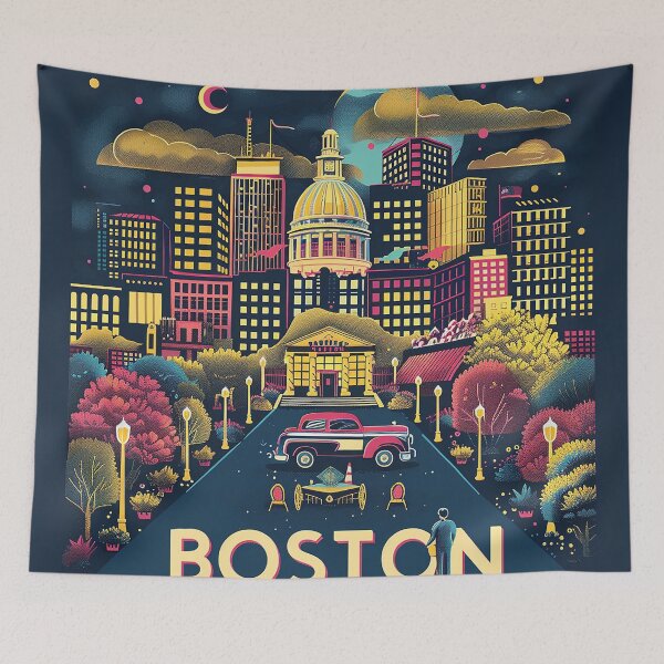 Item preview, Boston City Art Vintage Boston Poster designed and sold by nomiraclehere.