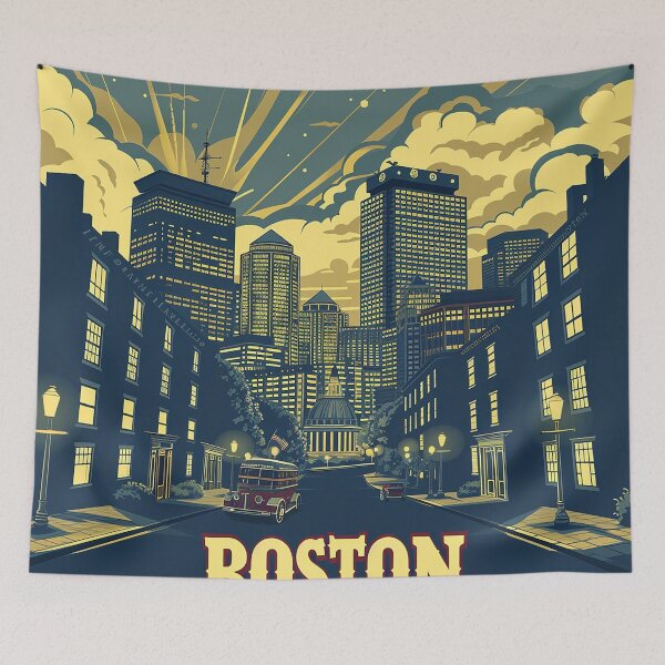 Item preview, Boston City Art Vintage Boston Poster designed and sold by nomiraclehere.