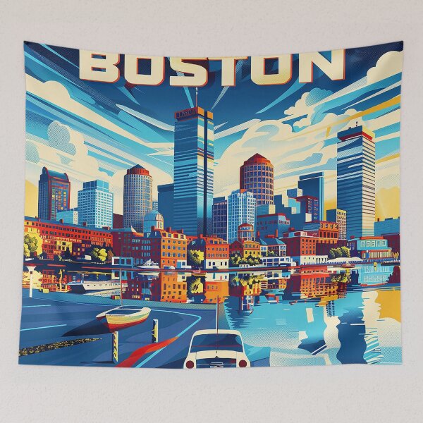 Item preview, Boston City Art Vintage Boston Poster designed and sold by nomiraclehere.