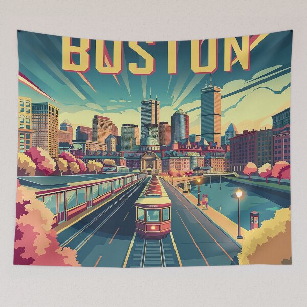 Item preview, Boston City Art Vintage Boston Poster designed and sold by nomiraclehere.