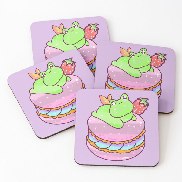 Item preview, Colorful pink Cute Kawaii macaron froggy designed and sold by Quacktails.