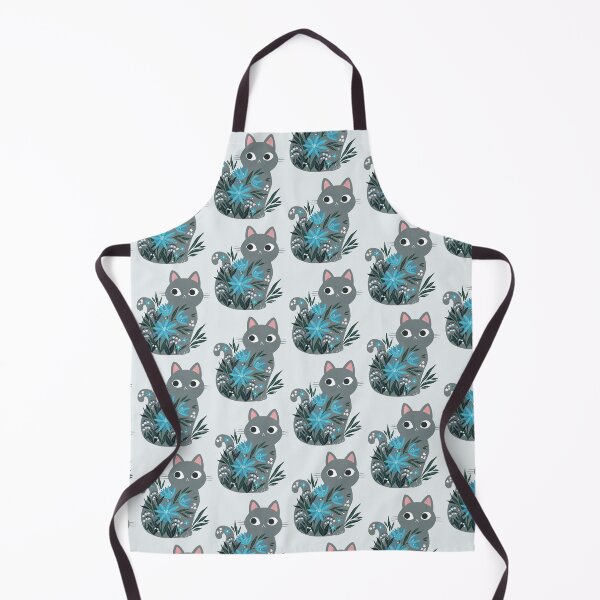 Item preview, Grey Cat in blue flowers  designed and sold by michelledraws.