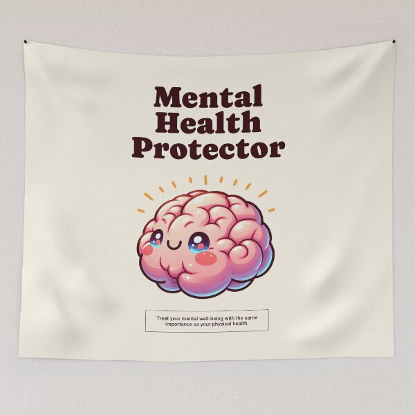 Item preview, Mental health protector typography brain text Morcaworks designed and sold by Morcawork.