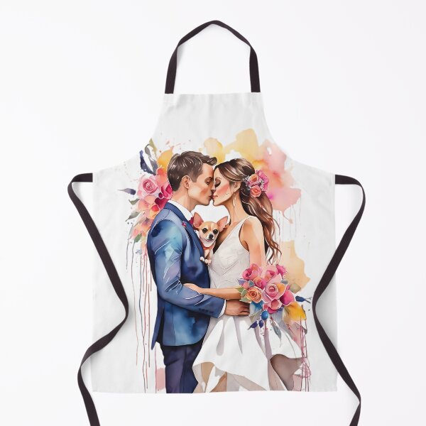 Item preview, Beautiful Wedding Couple Kissing with a funny cute little chihuahua designed and sold by FocusedArt.