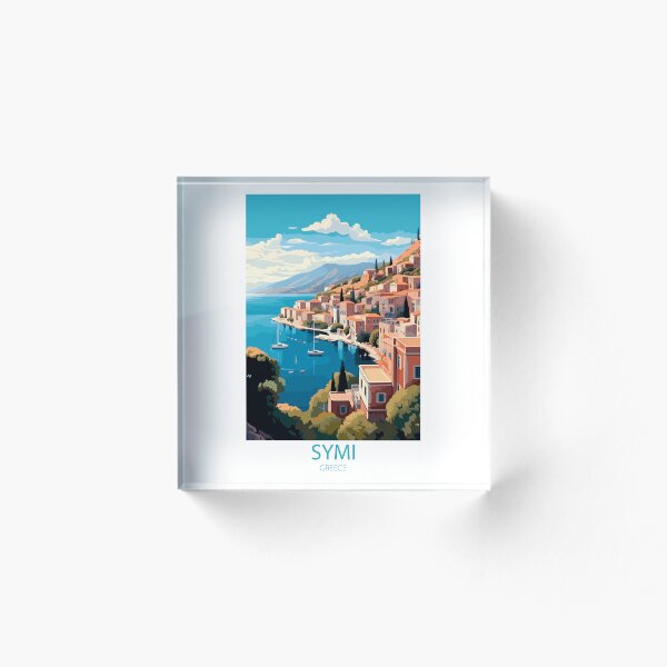 Item preview, Vintage Symi Greece travel poster - Minimal retro illustration of Mediterranean island designed and sold by pod24.