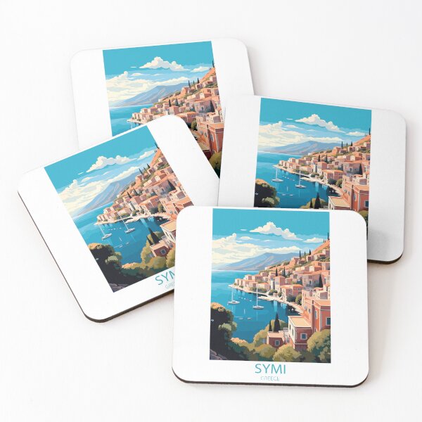 Item preview, Vintage Symi Greece travel poster - Minimal retro illustration of Mediterranean island designed and sold by pod24.