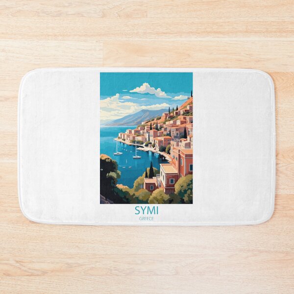 Item preview, Vintage Symi Greece travel poster - Minimal retro illustration of Mediterranean island designed and sold by pod24.