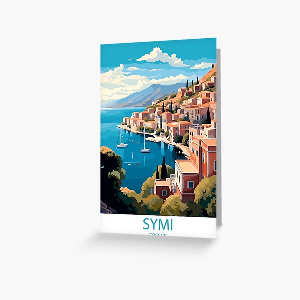 Item preview, Vintage Symi Greece travel poster - Minimal retro illustration of Mediterranean island designed and sold by pod24.