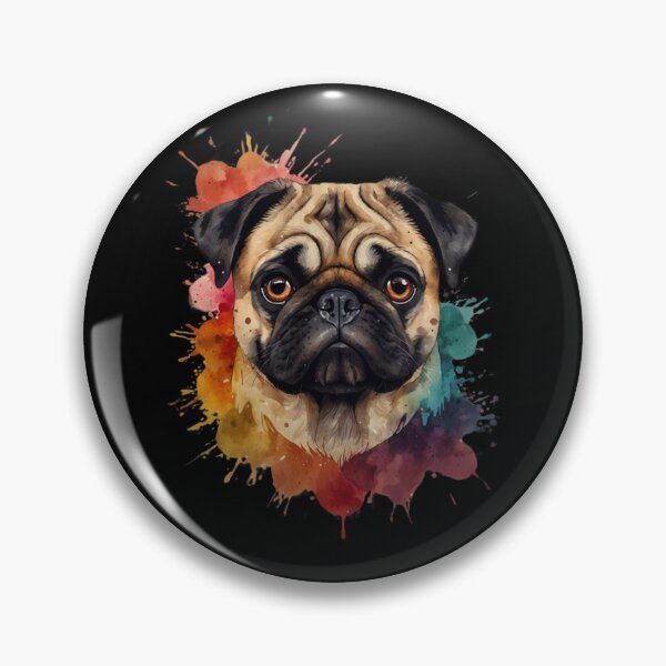 Artikelvorschau, Farbenfroher Hunde-Charme: Mops-Portrait-Splash entworfen und verkauft von ToonTailsStudio.