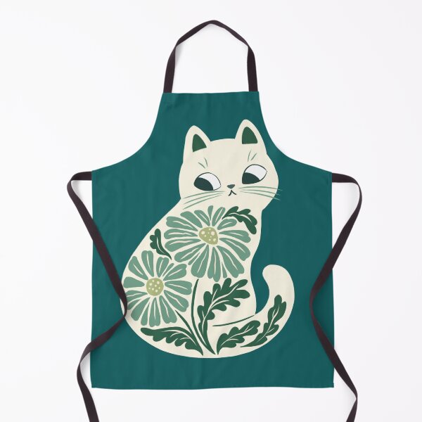 Item preview, White Blue Boho Cat and Flowers designed and sold by michelledraws.