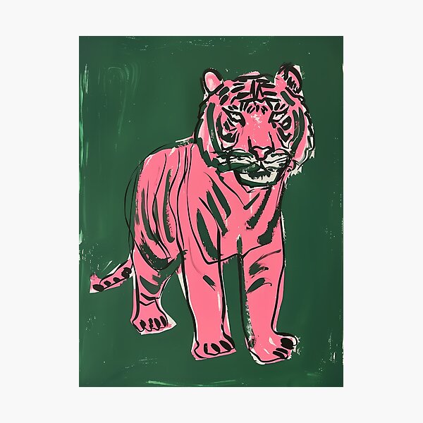 Item preview, Cute tiger - Bold Pink Tiger Art Print - Modern Animal Art, Colorful Jungle designed and sold by VictorinoArt.
