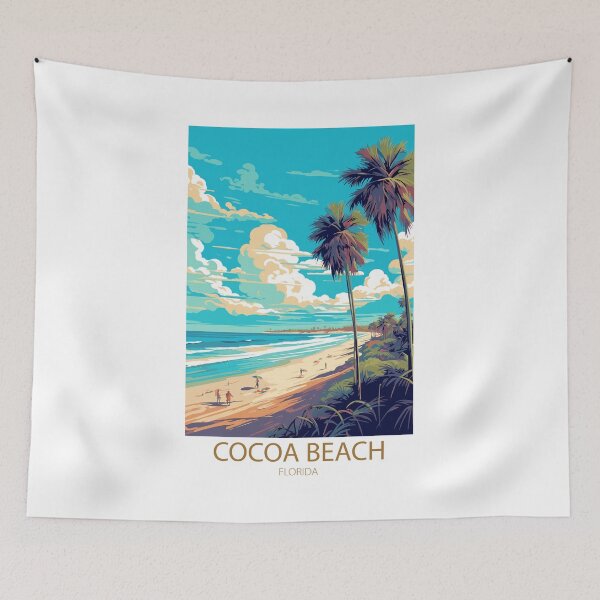 Item preview, Vintage Cocoa Beach Florida travel poster - Minimal retro illustration of tropical beach designed and sold by pod24.