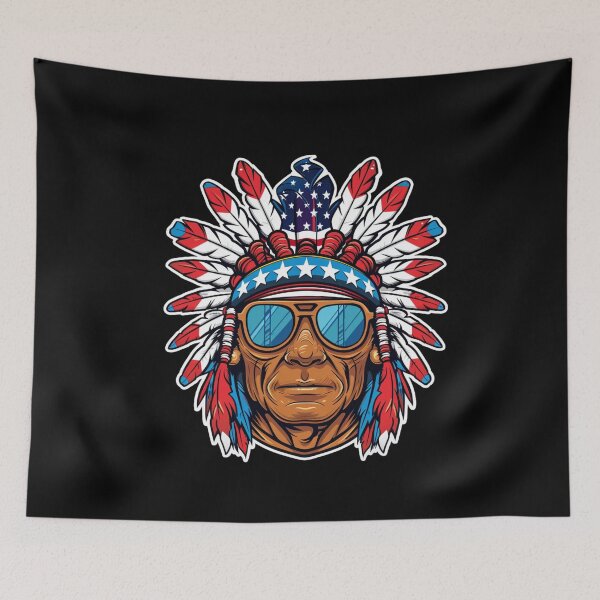 Item preview, Cool native american chief Wearing Sunglasses and American Flag Hat - American Elections designed and sold by Reichcorp.