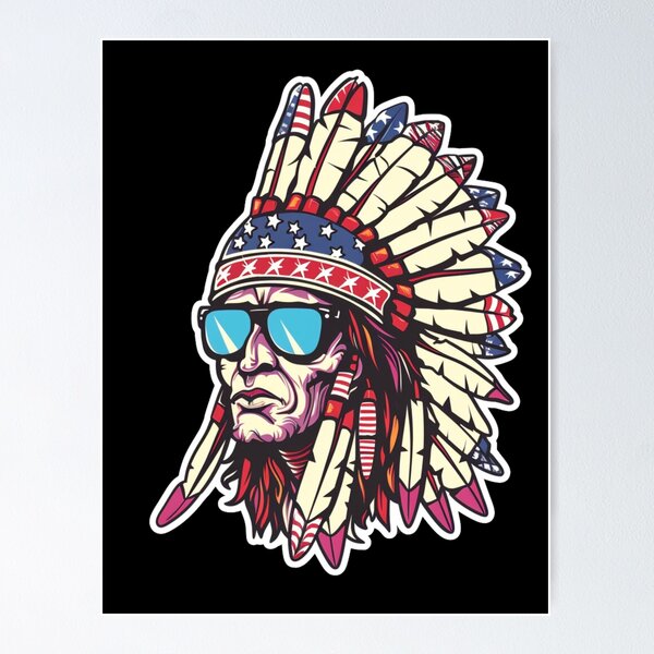 Item preview, Cool native american chief Wearing Sunglasses and American Flag Hat - American Elections designed and sold by Reichcorp.