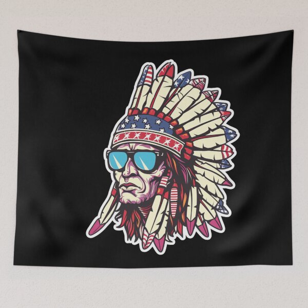 Item preview, Cool native american chief Wearing Sunglasses and American Flag Hat - American Elections designed and sold by Reichcorp.