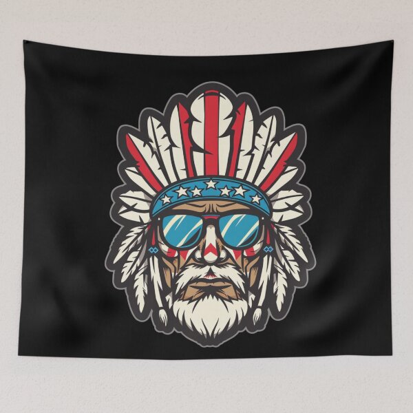 Item preview, Cool native american chief Wearing Sunglasses and American Flag Hat - American Elections designed and sold by Reichcorp.