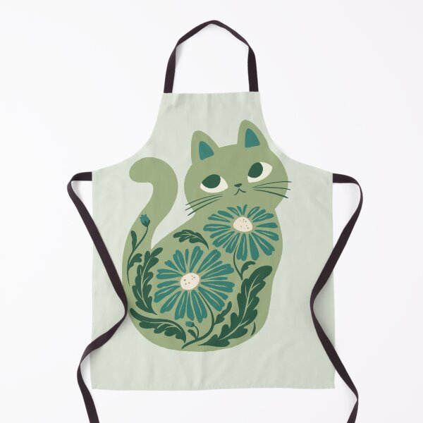 Item preview, Green Grey Boho Cat and Flowers designed and sold by michelledraws.