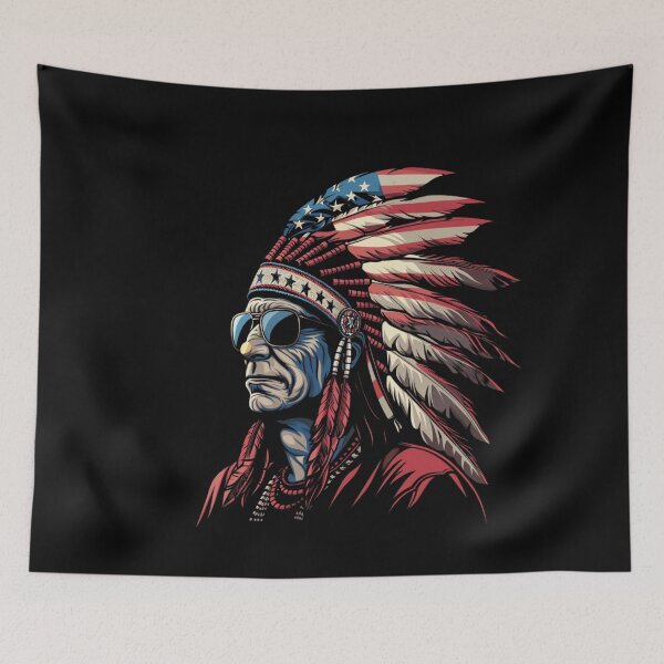 Item preview, Cool native american chief Wearing Sunglasses and American Flag Hat - American Elections designed and sold by Reichcorp.