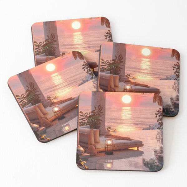 Item preview, Sun Setting Over Ocean From Patio - Travel Agency Romantic Gateways designed and sold by frequent-art.
