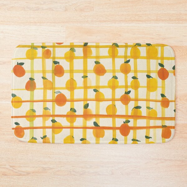 Item preview, Orange Lemons Gingham Pattern designed and sold by trajeado14.
