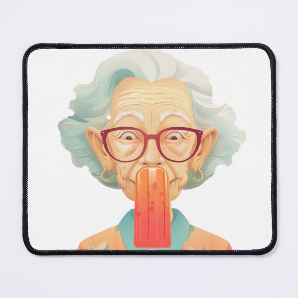 Item preview, Whimsical Granny with Popsicle - Fun Retro Art designed and sold by nshaltiel.