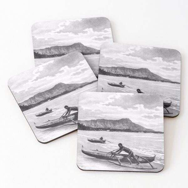 Item preview, Men & Canoes on the Beach, Honolulu, Hawaii 1922 designed and sold by RocketshipRetro.