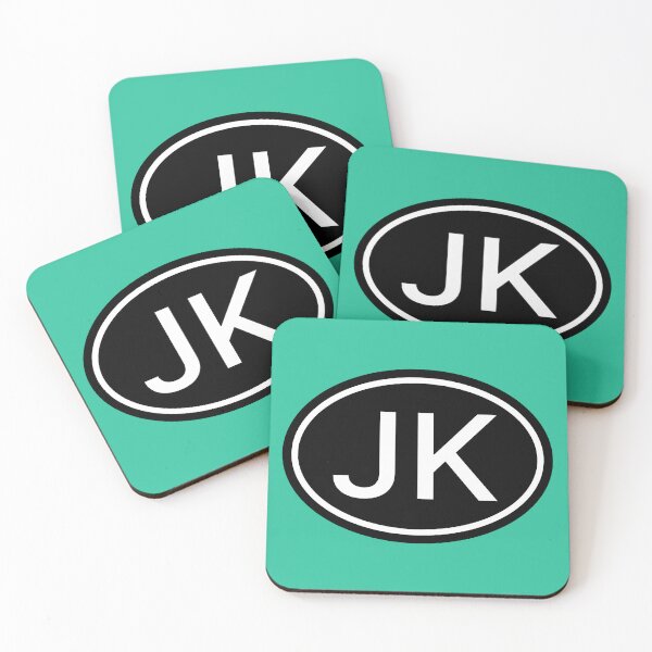 Item preview, JK Initials Monogram Oval White Letters designed and sold by Jeallan Designs.