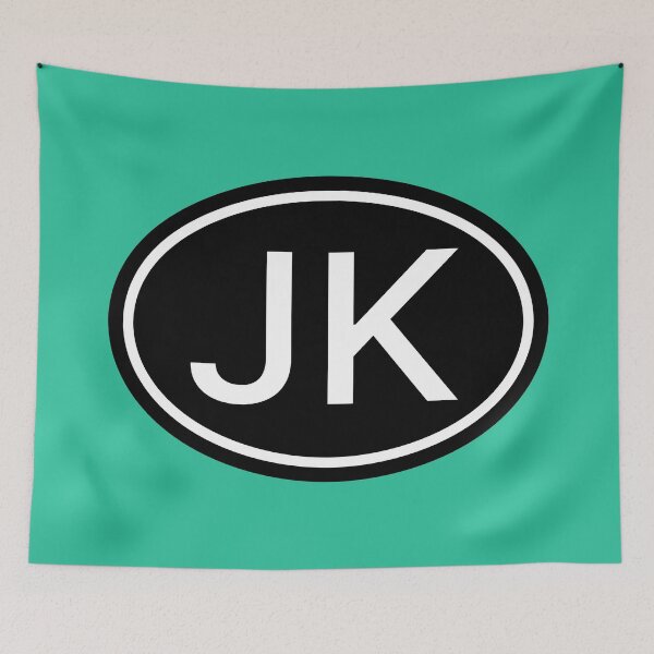 Item preview, JK Initials Monogram Oval White Letters designed and sold by Jeallan Designs.