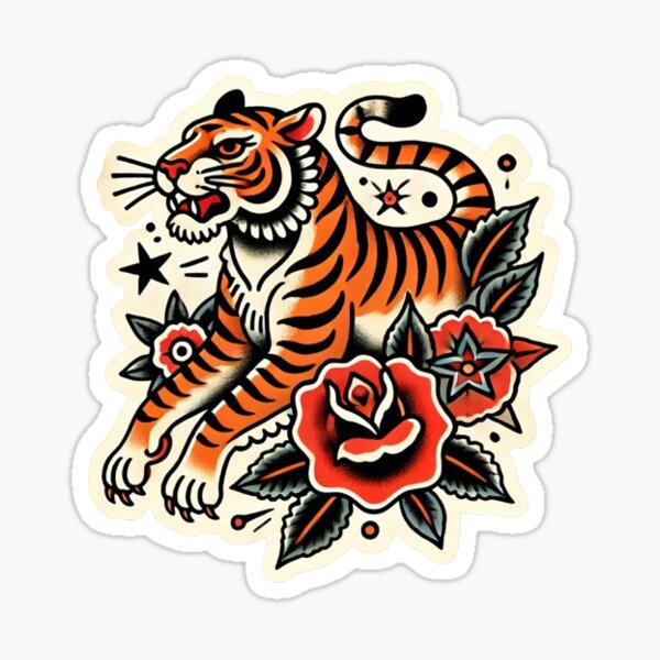 Traditional Tiger Tattoo Sticker