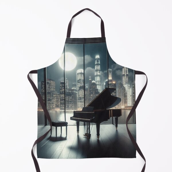 Item preview, Elegant Grand Piano Overlooking City Skyline at Night designed and sold by iTrendyArt.
