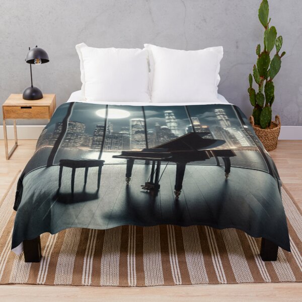 Item preview, Elegant Grand Piano Overlooking City Skyline at Night designed and sold by iTrendyArt.