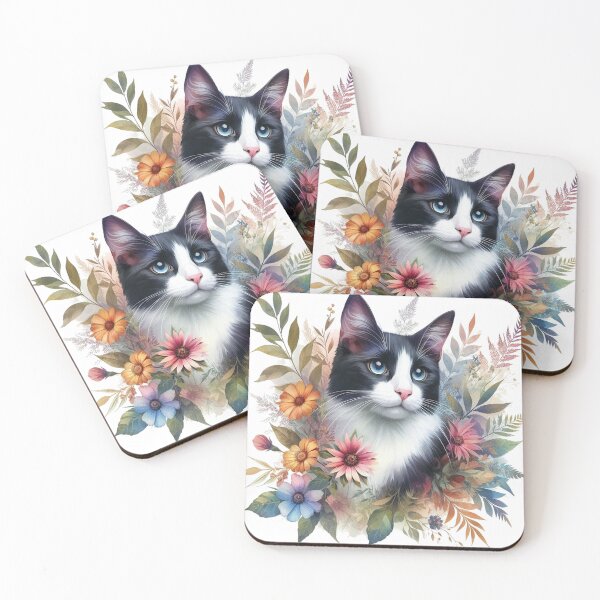Item preview, Tuxedo Flower Cat designed and sold by maximinano100k.