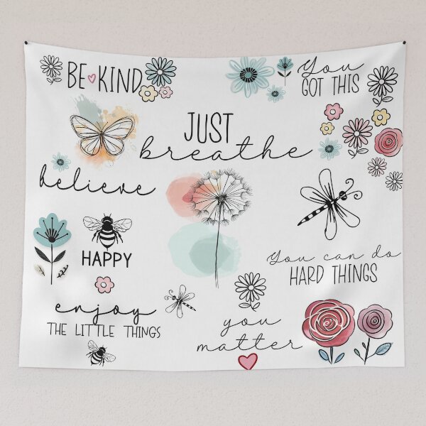 Item preview, Positive affirmations inspirational sayings with doodle flowers designed and sold by Inktown.