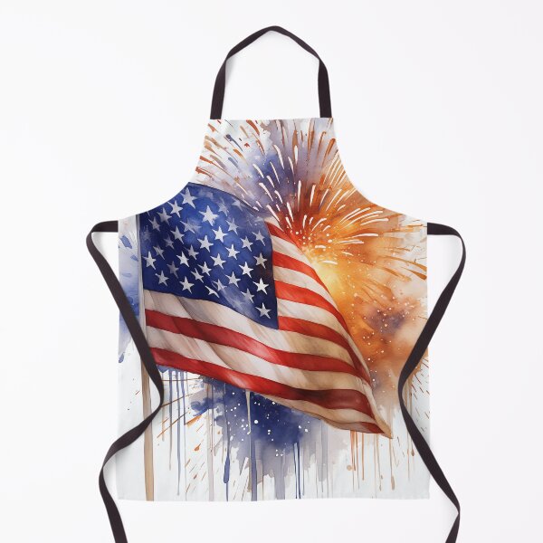 Item preview, Watercolor American flag waves under fireworks designed and sold by homydesign.