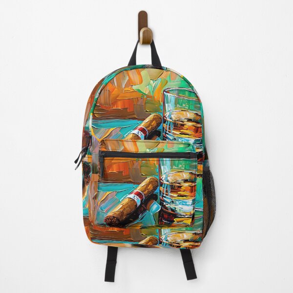 Item preview, Whiskey and Cigar on Vibrant Multicolored Surface - Energetic Abstract Art Generative AI designed and sold by OlfactoART Studio.