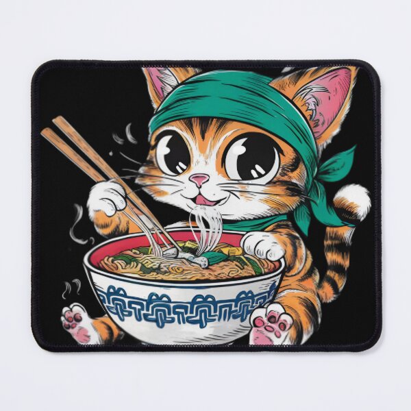 Item preview, cute cat eating ramen designed and sold by rtlabdo.