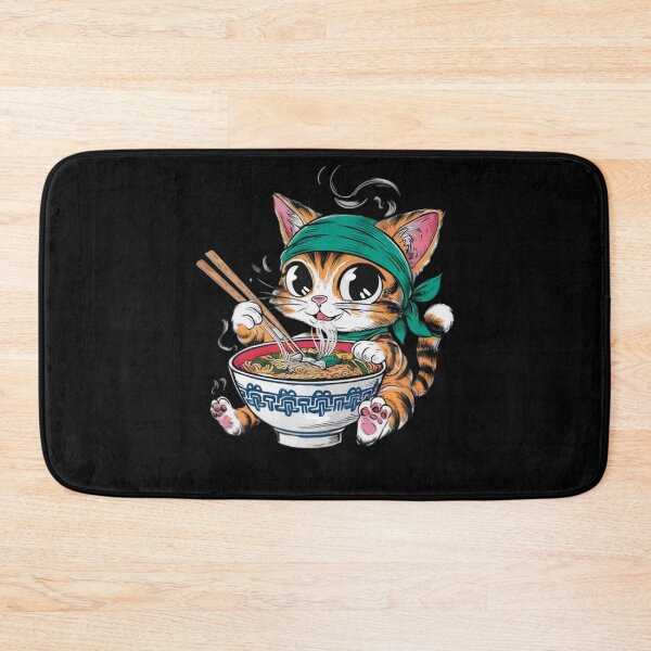Item preview, cute cat eating ramen  designed and sold by rtlabdo.