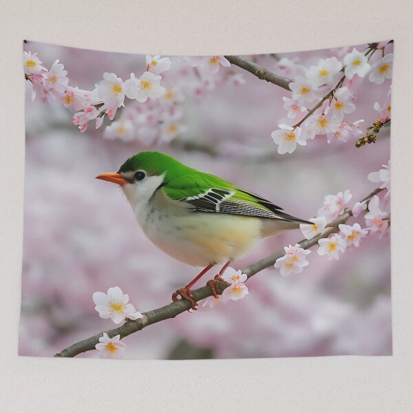 Item preview, Little Bird On Pink Blossom Flower Tree designed and sold by Bunmigraphics .