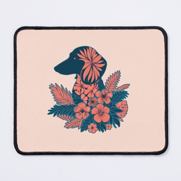 Item preview, Dachshund silhouette and colorful tropical flowers, dachshund lovers, gift for dachshund lovers designed and sold by Collagedream.