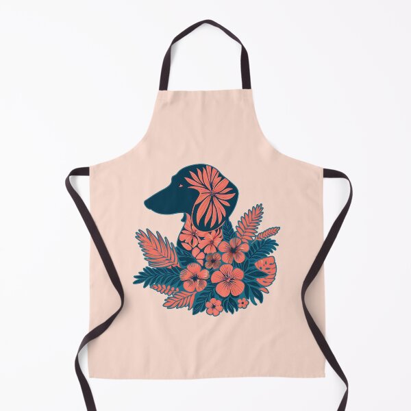 Item preview, Dachshund silhouette and colorful tropical flowers, dachshund lovers, gift for dachshund lovers designed and sold by Collagedream.