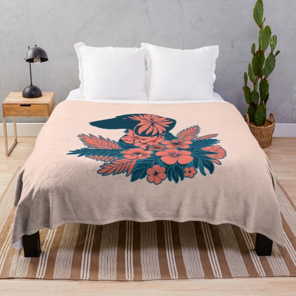 Item preview, Dachshund silhouette and colorful tropical flowers, dachshund lovers, gift for dachshund lovers designed and sold by Collagedream.
