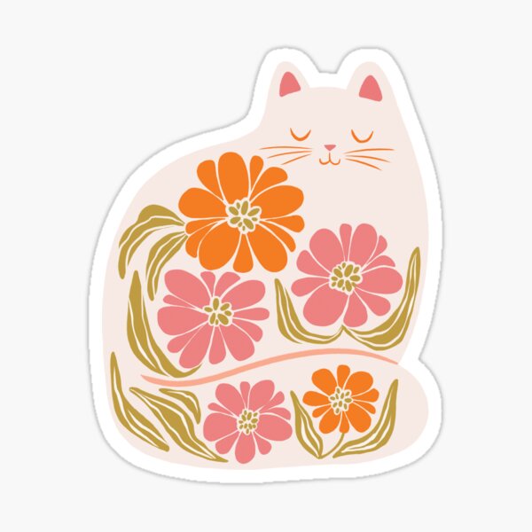 Item preview, Pink Orange Sitting Boho Cat designed and sold by michelledraws.