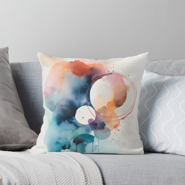 Aperçu de l'œuvre Peinture abstraite à l’aquarelle apaisante, art mural de chambre à coucher en cercle coloré cool, impression d’art, nuages d’eau dégoulinants créée et vendue par Lightweav.