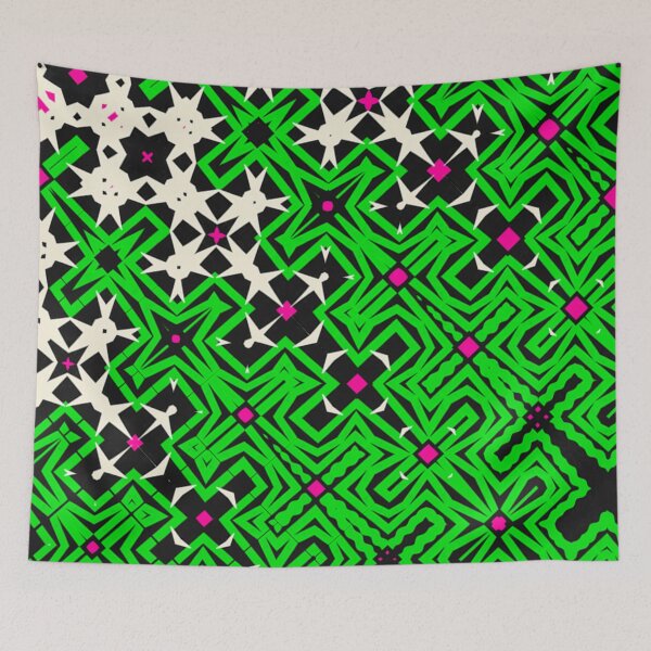 Item preview, Tessellation pattern art,kaleidoscopic art,green and white pattern designed and sold by OwlWorks.