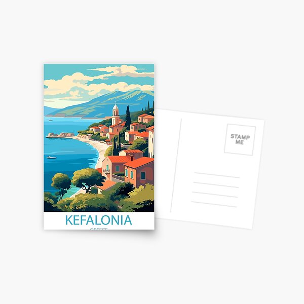 Item preview, Vintage minimal retro travel poster of Kefalonia, Greece designed and sold by pod24.