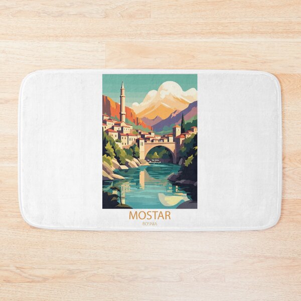 Item preview, Vintage minimal retro travel poster from Mostar, Bosnia designed and sold by pod24.